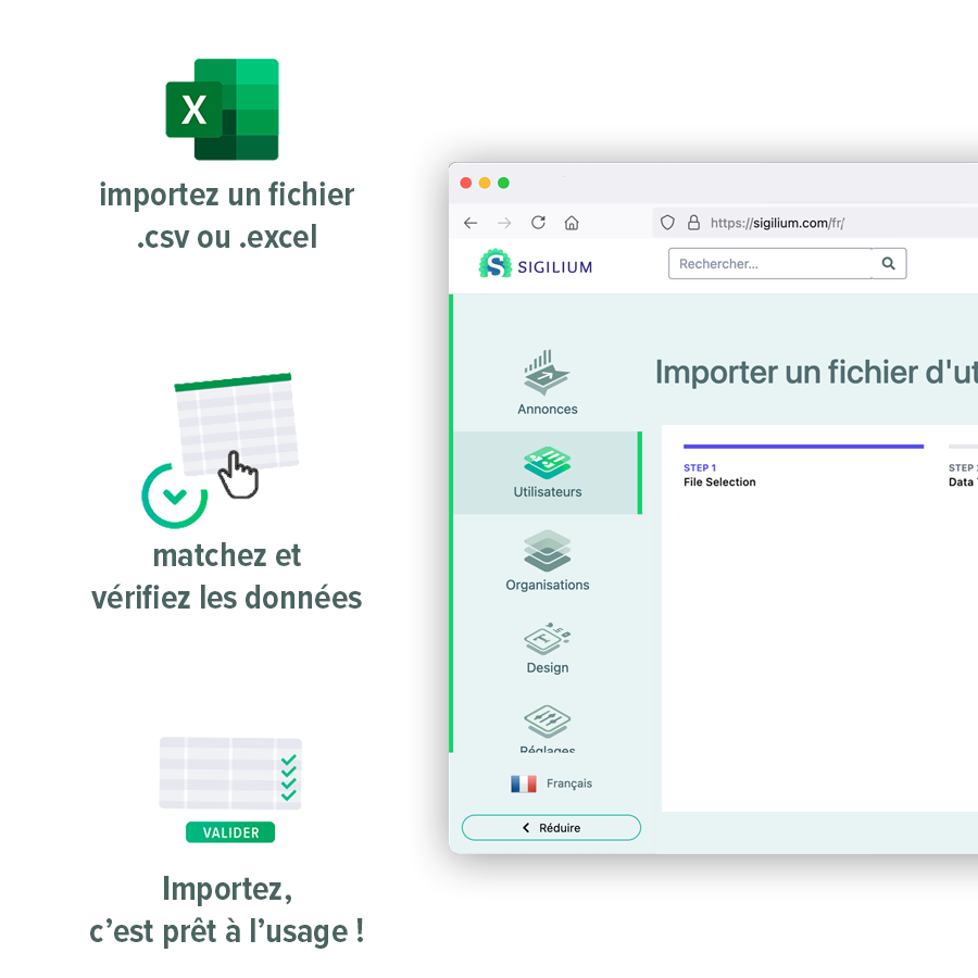 1. Profitez du module d'import dédié de&nbsp;Sigilium / Drag and drop